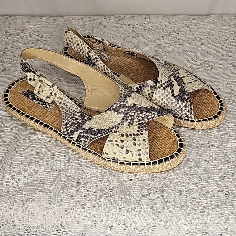 NWOT Pour La Victoire leather snakeskin snake print espadrille sandals sz 10